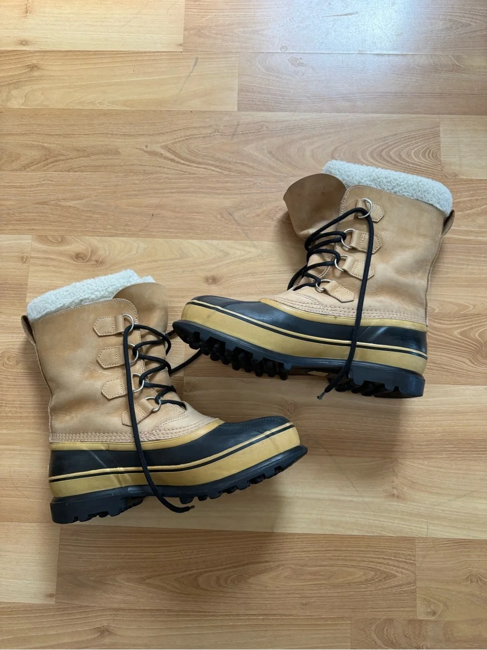Sorel Tan and Black Insulated Lace-Up Winter Boots